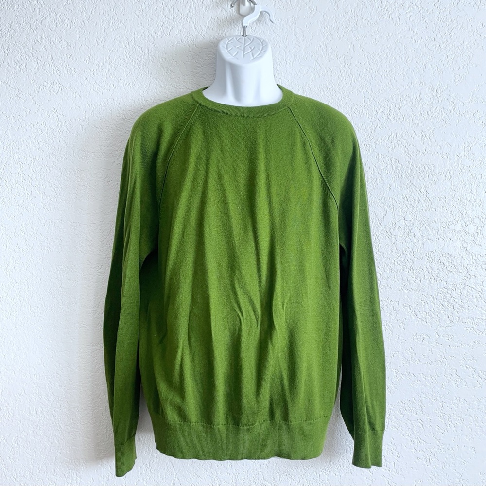 Banana Republic Men's Botanical Green Italian Merino Yarn LARGE Crew Neck